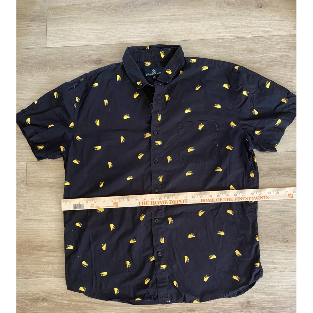 Molokai Surf Co Men’s XXL Black Taco Print Novelty Shirt 100% Cotton Surf
